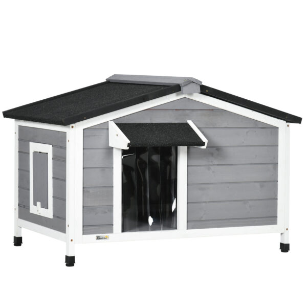 Caseta de Madera para Perros Casita para Mascotas con Techo Asfáltico y Base Extraíble 97x72x65 cm Gris