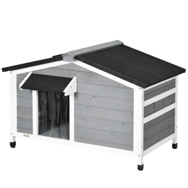Caseta de Madera para Perros Casita para Mascotas con Techo Asfáltico y Base Extraíble 97x72x65 cm Gris - Imagen 6
