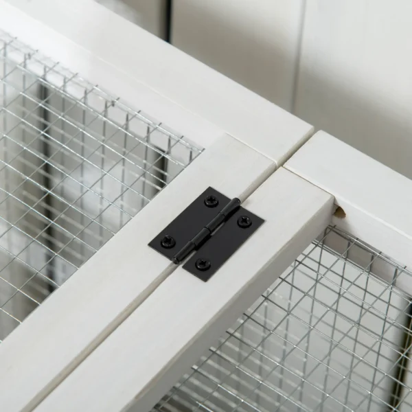 Jaula para Conejos con Ruedas Techo Abatible y Bandeja Extraíble para Interior y Exterior 108x58x73,5 cm Natural - Imagen 4