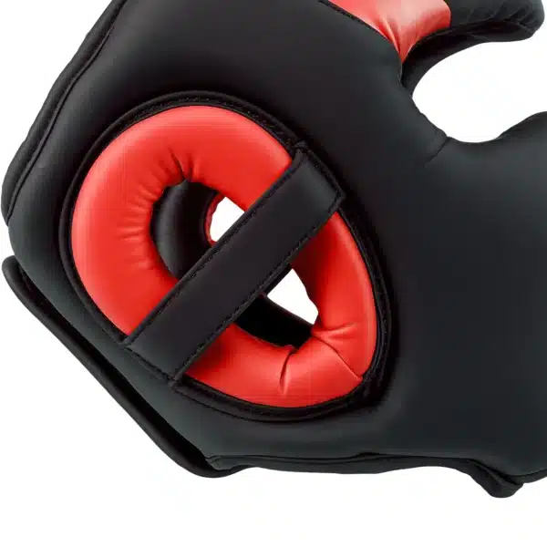 Casco de Boxeo Helmet MMA con Correa Ajustable para Grappling Sparring Artes Marciales Kickboxing Karate Rojo y Negro - Imagen 4