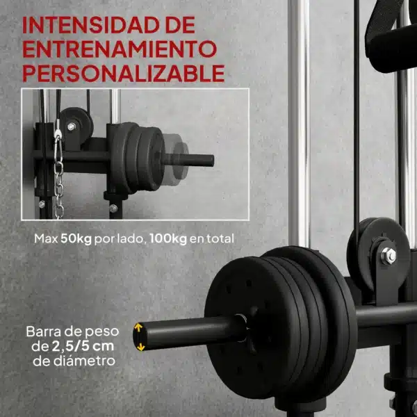 Máquina Polea Alta y Baja de Pared de Doble Polea Ajustable en 15 Posiciones Multifunción Lat Pulldown para Gimnasio - Imagen 7