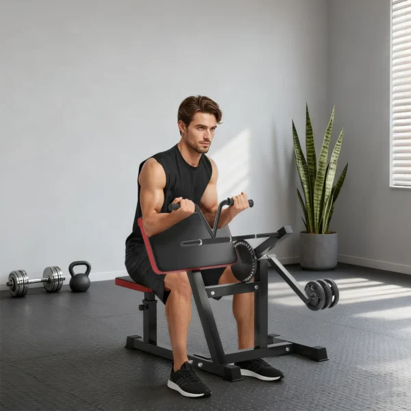 Máquina de Bíceps y Tríceps 2 en 1 Banco de Curl Predicador con Asiento y Apoyo de Codo Ajustables para Gimnasio Casa - Imagen 5