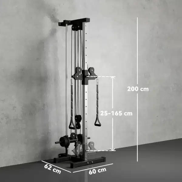 Máquina Polea Alta y Baja de Pared de Doble Polea Ajustable en 15 Posiciones Multifunción Lat Pulldown para Gimnasio - Imagen 10