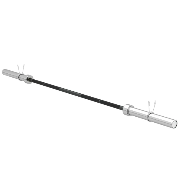 Barra de Pesas de Acero 180 cm Ø50 mm con 2 Presillas Carga 200 kg para los Discos de Ø5 cm Entrenamiento en Casa Negro - Imagen 3