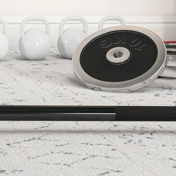 Barra de Pesas de Acero 180 cm Ø50 mm con 2 Presillas Carga 200 kg para los Discos de Ø5 cm Entrenamiento en Casa Negro - Imagen 4