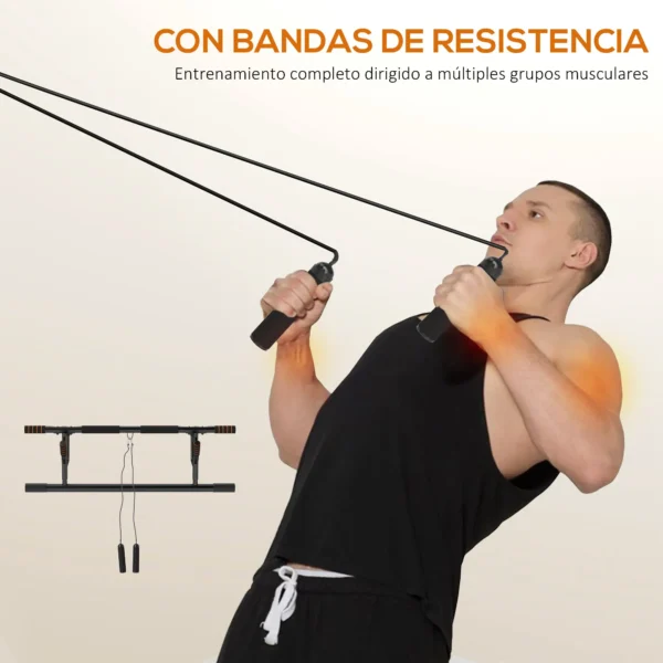 Barra de Dominadas de Pared con Bandas de Resistencia Carga 150 kg para Ejercicio y Entrenamiento Negro y Naranja - Imagen 7