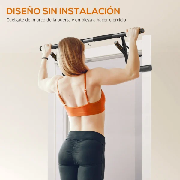 Barra de Dominadas de Pared con Bandas de Resistencia Carga 150 kg para Ejercicio y Entrenamiento Negro y Naranja - Imagen 9