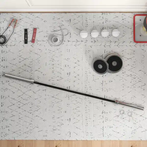 Barra de Pesas de Acero 180 cm Ø50 mm con 2 Presillas Carga 200 kg para los Discos de Ø5 cm Entrenamiento en Casa Negro - Imagen 6