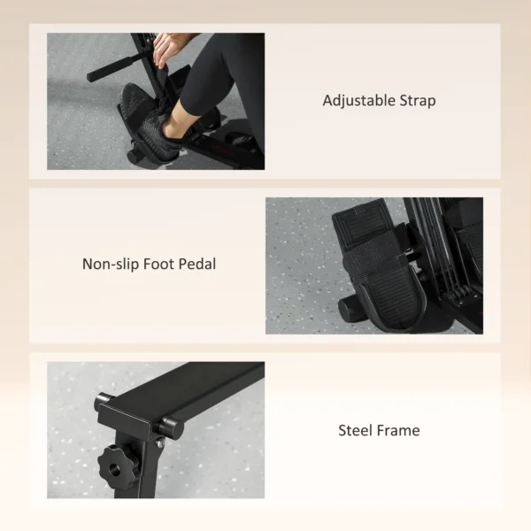 Remadora Plegable con Monitor LCD y Asiento Acolchado, Resistencia Elástica, Capacidad 150 kg MAQUINA DE REMOS - Imagen 5
