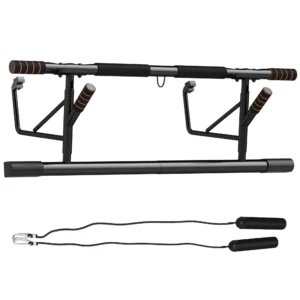 Barra de Dominadas de Pared con Bandas de Resistencia Carga 150 kg para Ejercicio y Entrenamiento Negro y Naranja