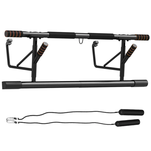 Barra de Dominadas de Pared con Bandas de Resistencia Carga 150 kg para Ejercicio y Entrenamiento Negro y Naranja - Imagen 3