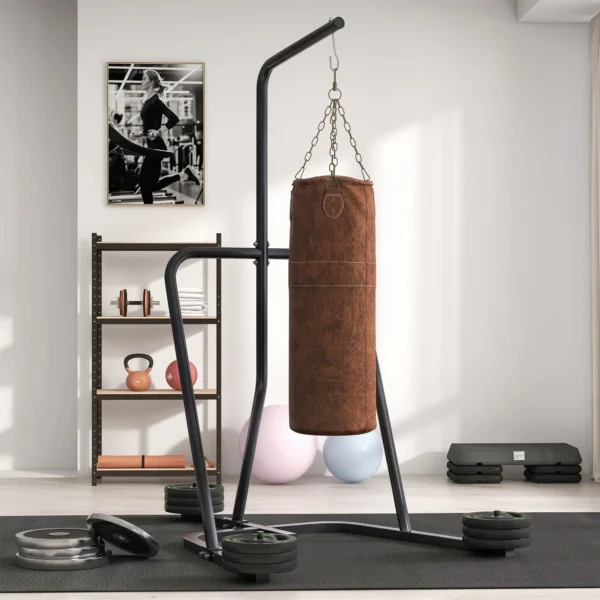Soporte para Sacos de Boxeo con Marco de Acero Carga de 60 kg para Entrenamiento en Gimnasio Hogar Negro - Imagen 6