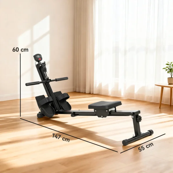 Remadora Plegable con Monitor LCD y Asiento Acolchado, Resistencia Elástica, Capacidad 150 kg MAQUINA DE REMOS - Imagen 6