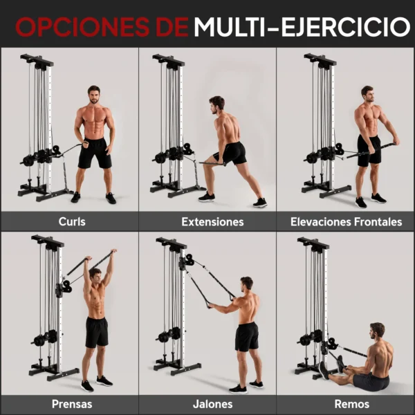 Máquina Polea Alta y Baja de Pared de Doble Polea Ajustable en 15 Posiciones Multifunción Lat Pulldown para Gimnasio - Imagen 9