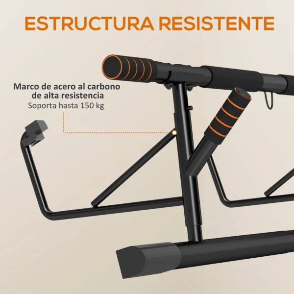 Barra de Dominadas de Pared con Bandas de Resistencia Carga 150 kg para Ejercicio y Entrenamiento Negro y Naranja - Imagen 6