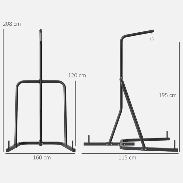 Soporte para Sacos de Boxeo con Marco de Acero Carga de 60 kg para Entrenamiento en Gimnasio Hogar Negro - Imagen 9