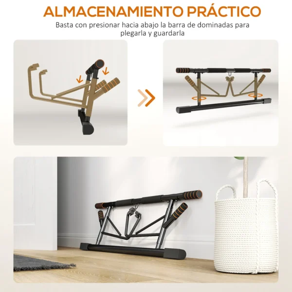 Barra de Dominadas de Pared con Bandas de Resistencia Carga 150 kg para Ejercicio y Entrenamiento Negro y Naranja - Imagen 5