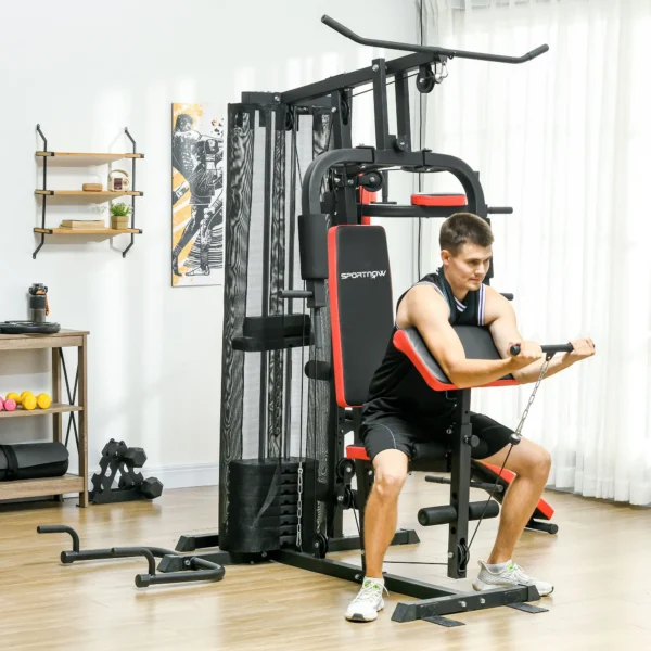 Multiestación de Musculación con Placas de Peso de 45 kg Carga Max. 110 kg para Entrenamiento 225x175x200 cm Negro - Imagen 3