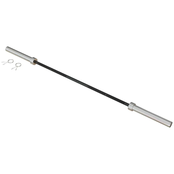 Barra de Pesas de Acero 180 cm Ø50 mm con 2 Presillas Carga 200 kg para los Discos de Ø5 cm Entrenamiento en Casa Negro - Imagen 2