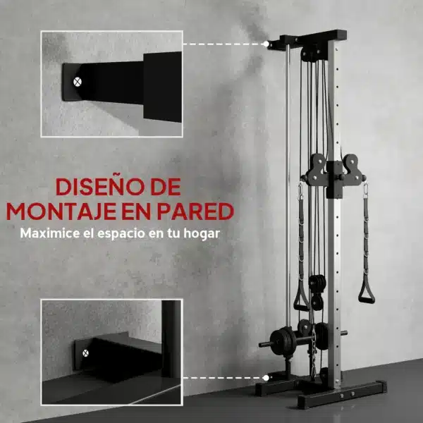 Máquina Polea Alta y Baja de Pared de Doble Polea Ajustable en 15 Posiciones Multifunción Lat Pulldown para Gimnasio - Imagen 8
