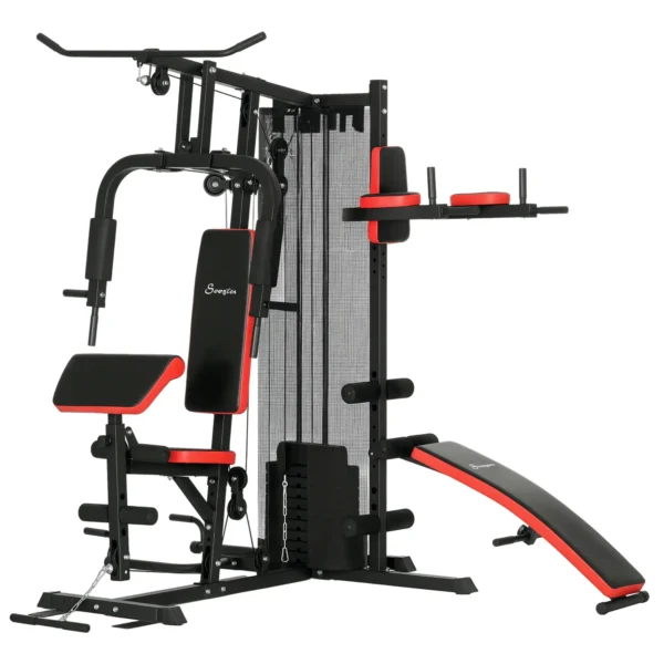 Multiestación de Musculación con Placas de Peso de 45 kg Carga Max. 110 kg para Entrenamiento 225x175x200 cm Negro - Imagen 2