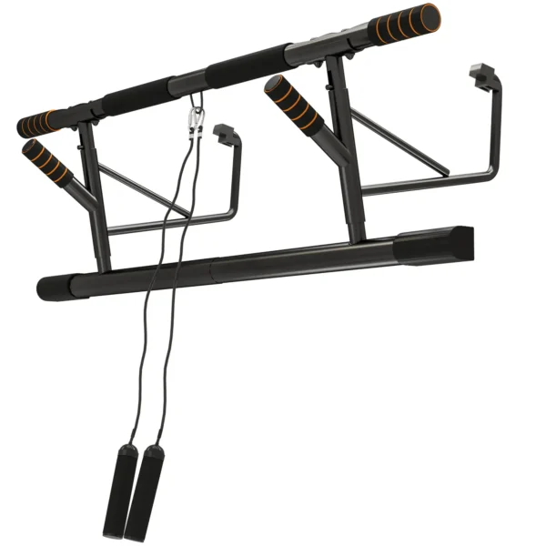 Barra de Dominadas de Pared con Bandas de Resistencia Carga 150 kg para Ejercicio y Entrenamiento Negro y Naranja - Imagen 2