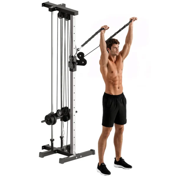 Máquina Polea Alta y Baja de Pared de Doble Polea Ajustable en 15 Posiciones Multifunción Lat Pulldown para Gimnasio