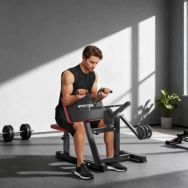 Máquina de Bíceps y Tríceps 2 en 1 Banco de Curl Predicador con Asiento y Apoyo de Codo Ajustables para Gimnasio Casa - Imagen 11