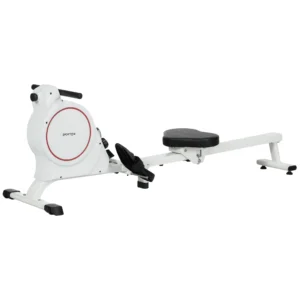 Máquina de Remo Magnético Remo para Casa Plegable Resistencia de 8 Niveles Pantalla LCD y 2 Ruedas 180x48x60 cm Blanco