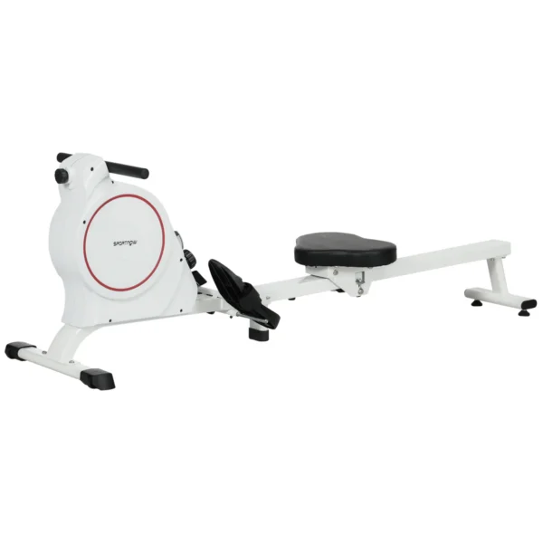 Máquina de Remo Magnético Remo para Casa Plegable Resistencia de 8 Niveles Pantalla LCD y 2 Ruedas 180x48x60 cm Blanco