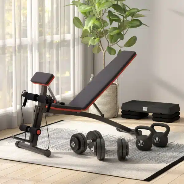 Banco de Musculación Plegable, Banco de Pesas, Respaldo Inclinable de 7 Niveles, Extensión de Pierna, Cojín de Predicador, Banda de Resistencia, para Entrenamiento Completo, Casa Gimnasio - Imagen 4