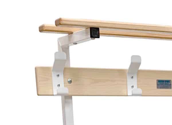 Banco de vestuario madera y metálico, perchas y balda superior - Imagen 3
