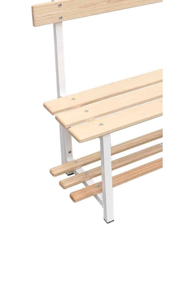 Banco de vestuario madera y metálico, perchas y balda superior - Imagen 4