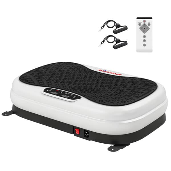 Plataforma Vibratoria con 50 Velocidades 3 Programas Pantalla LED Mando a Distancia Bandas Elásticas Ejercicio en Casa