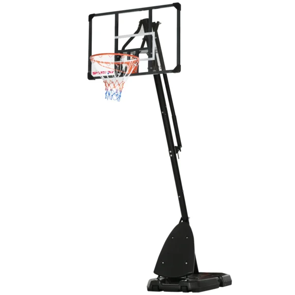 Canasta de Baloncesto Ajustable 236-293 cm con Ruedas Tablero de PC Base Rellenable para Exterior Negro - Imagen 3