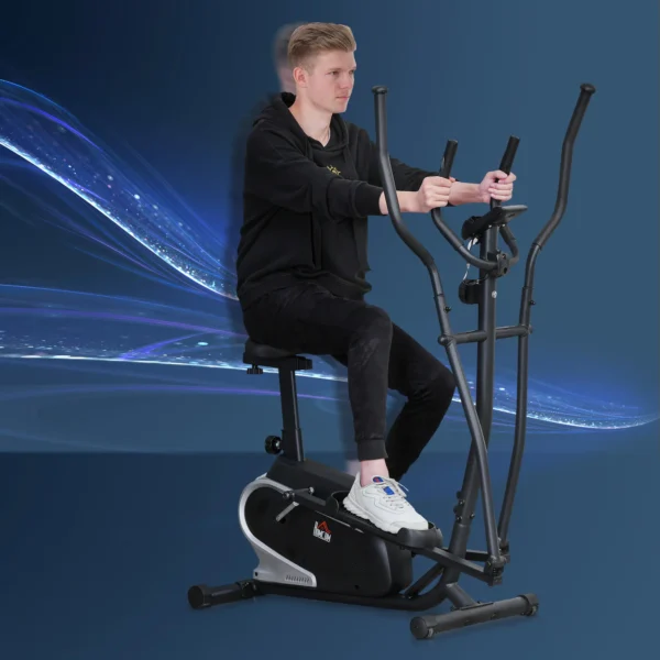 Bicicleta Elíptica con Resistencia Magnética Ajustable de 8 Niveles Bicicleta de Fitness con Sillín Regulable Pantalla LCD Pulsómetro y Soporte para Móvil para Casa Gimnasia 103x62x151 cm Negro - Imagen 11