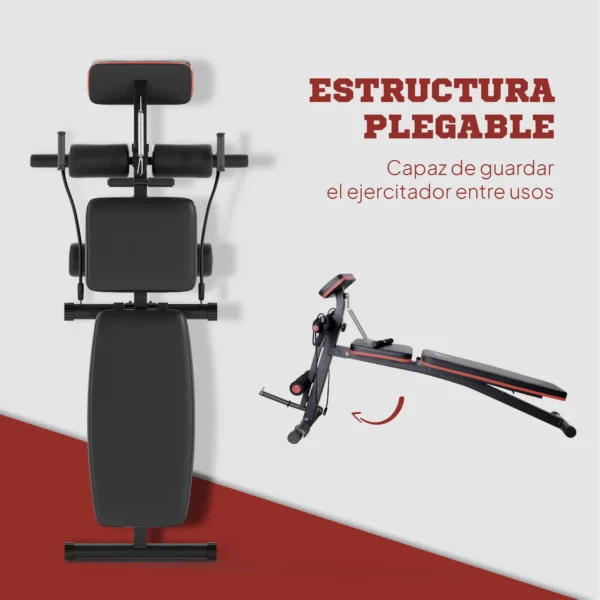 Banco de Musculación Plegable, Banco de Pesas, Respaldo Inclinable de 7 Niveles, Extensión de Pierna, Cojín de Predicador, Banda de Resistencia, para Entrenamiento Completo, Casa Gimnasio - Imagen 8