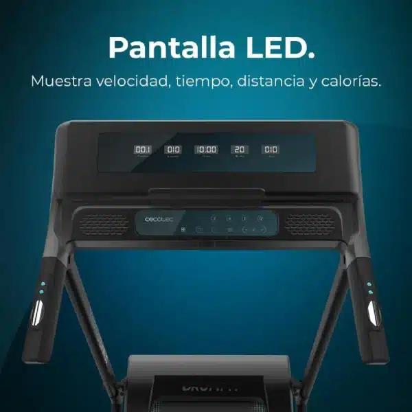 DrumFit WayHome 1000 Runner Sprint Cinta de correr plegable con potencia de 600 W. De 1 a 10 Km/h. 12 programas predefinidos. Panel de control LED. Superficie de carrera de 100x40 cm. Plegable, con ruedas de transporte, sistema de seguridad magnético, pulsómetro, inclinación manual y soporte para dispositivos. Cinta de correr plegable - Imagen 4