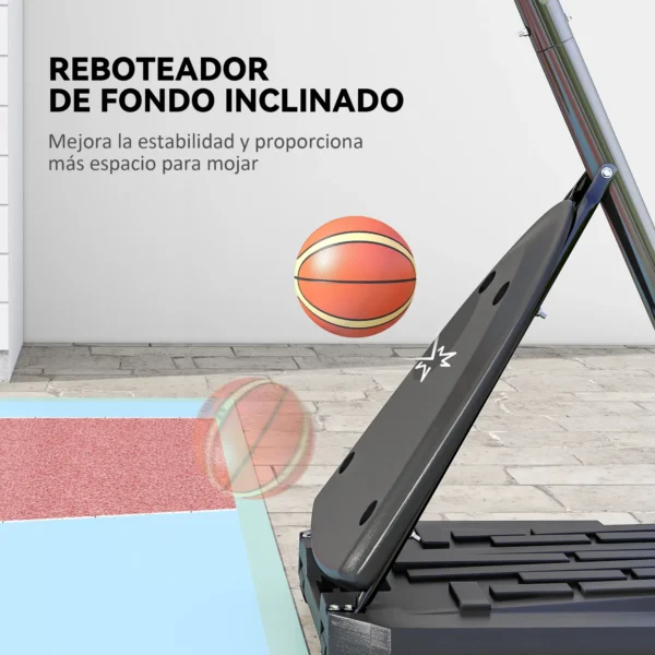 Canasta de Baloncesto Ajustable 236-293 cm con Ruedas Tablero de PC Base Rellenable para Exterior Negro - Imagen 6