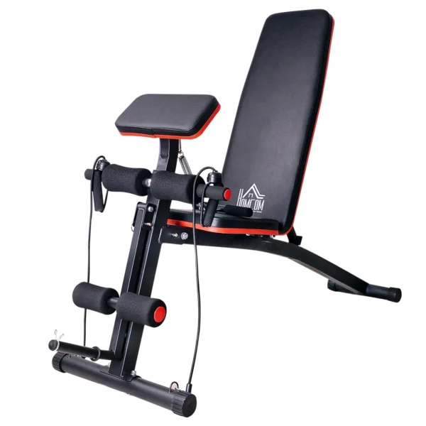 Banco de Musculación Plegable, Banco de Pesas, Respaldo Inclinable de 7 Niveles, Extensión de Pierna, Cojín de Predicador, Banda de Resistencia, para Entrenamiento Completo, Casa Gimnasio - Imagen 2