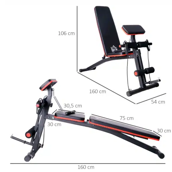 Banco de Musculación Plegable, Banco de Pesas, Respaldo Inclinable de 7 Niveles, Extensión de Pierna, Cojín de Predicador, Banda de Resistencia, para Entrenamiento Completo, Casa Gimnasio - Imagen 10