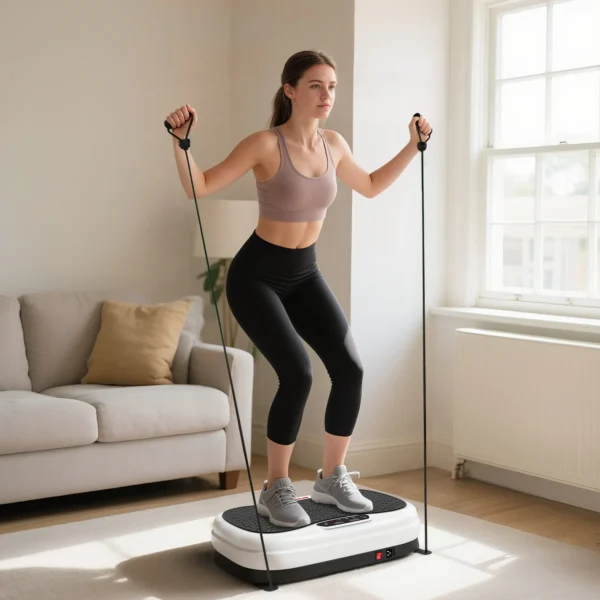 Plataforma Vibratoria con 50 Velocidades 3 Programas Pantalla LED Mando a Distancia Bandas Elásticas Ejercicio en Casa - Imagen 11