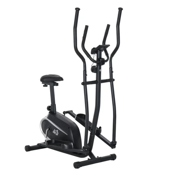 Bicicleta Elíptica con Resistencia Magnética Ajustable de 8 Niveles Bicicleta de Fitness con Sillín Regulable Pantalla LCD Pulsómetro y Soporte para Móvil para Casa Gimnasia 103x62x151 cm Negro - Imagen 2