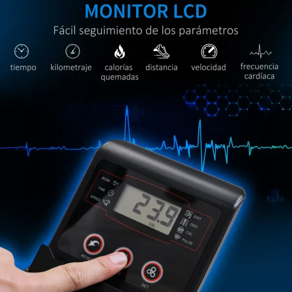 Bicicleta Elíptica con Resistencia Magnética Ajustable de 8 Niveles Bicicleta de Fitness con Sillín Regulable Pantalla LCD Pulsómetro y Soporte para Móvil para Casa Gimnasia 103x62x151 cm Negro - Imagen 8
