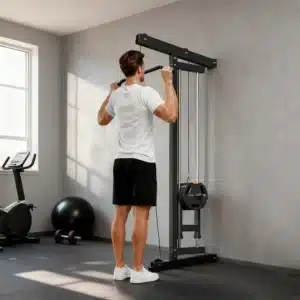 Máquina de remo para entrenamiento, equipo de fitness montado en pared, máquina de poleas para gimnasio en casa, acero, negro