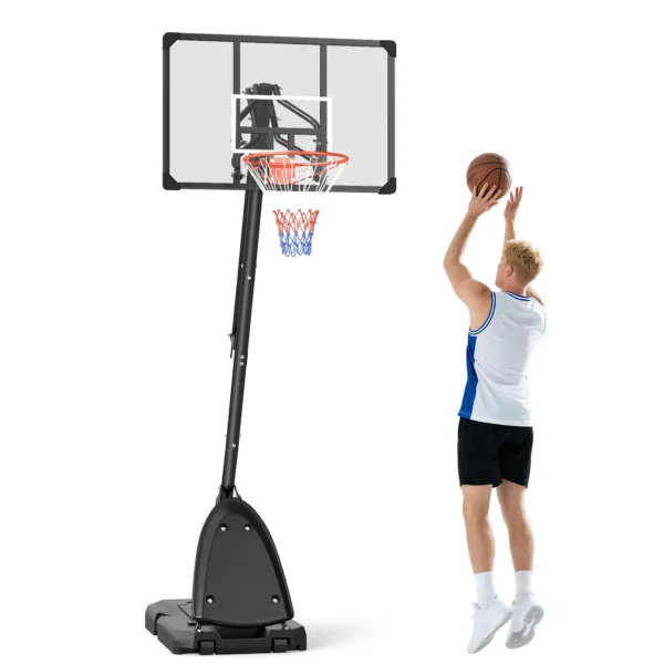 Canasta de Baloncesto Ajustable 236-293 cm con Ruedas Tablero de PC Base Rellenable para Exterior Negro - Imagen 4