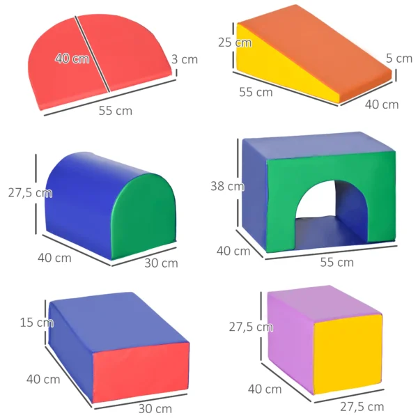 Juego de 7 Bloques de Espuma para Niños Bloques de Construcción Figuras de Construcción para Escalar y Gatear Multicolor - Imagen 9