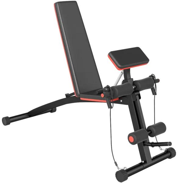 Banco de Musculación Plegable, Banco de Pesas, Respaldo Inclinable de 7 Niveles, Extensión de Pierna, Cojín de Predicador, Banda de Resistencia, para Entrenamiento Completo, Casa Gimnasio - Imagen 3