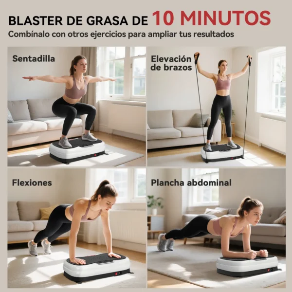 Plataforma Vibratoria con 50 Velocidades 3 Programas Pantalla LED Mando a Distancia Bandas Elásticas Ejercicio en Casa - Imagen 5