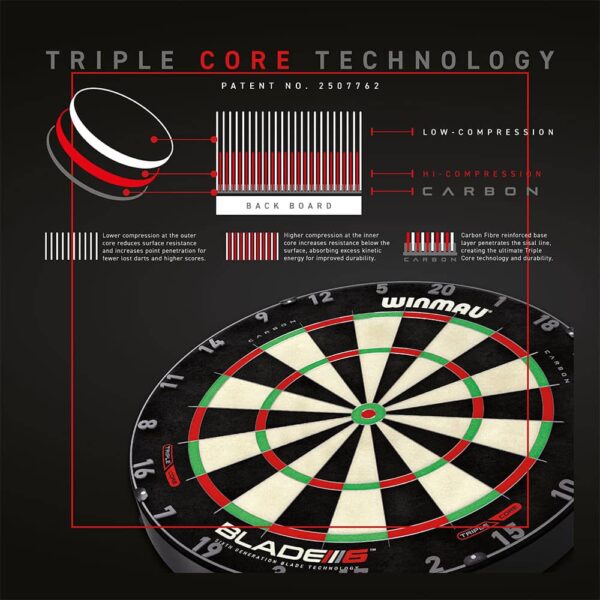 Diana Winmau Blade 6 Triple Core Dartboard 3032.DARDOS PUNTA DE ACERO - Imagen 6